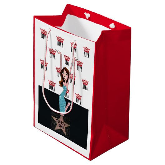 Persoonlijke DIVA Gift Bag Medium Cadeauzakje (Voorkant Gekanteld)