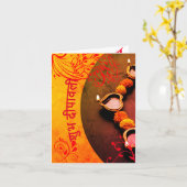 persoonlijke Diwali-groet Marathi Kaart (Gele Bloem)