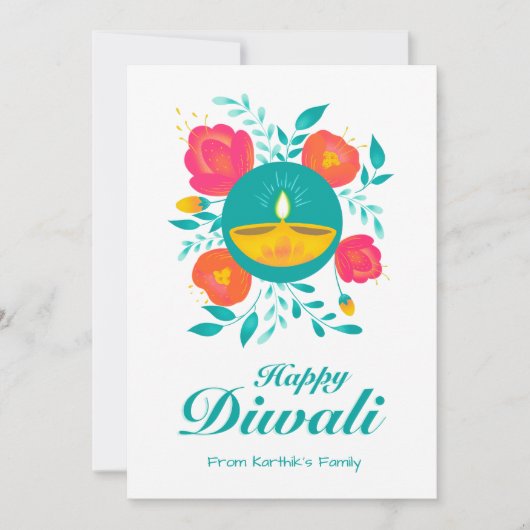 Persoonlijke Diwali-veldgroet kaart (Voorkant)