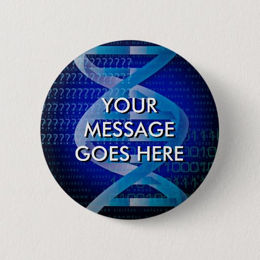 Persoonlijke DNA ID Blauw Ronde Button 5,7 Cm (Voorkant)