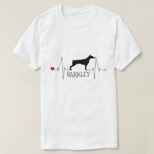 Persoonlijke doberman houdt van mijn hond hartslag t-shirt