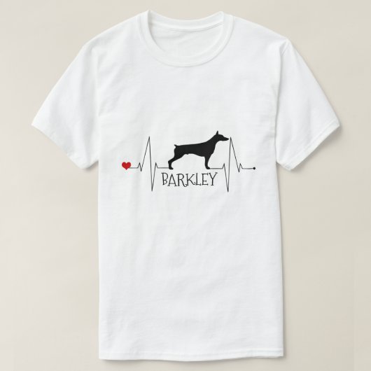 Persoonlijke doberman houdt van mijn hond hartslag t-shirt (Design voorkant)