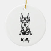 Persoonlijke Dobermann-hond Kerstmis Keramisch Ornament (Voorkant)
