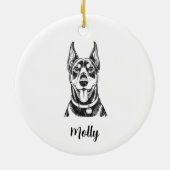 Persoonlijke Dobermann-hond Kerstmis Keramisch Ornament (Achterkant)