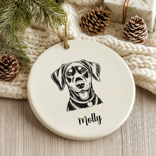 Persoonlijke Dobermann-hond Kerstmis Keramisch Ornament
