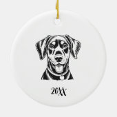 Persoonlijke Dobermann-hond Kerstmis Keramisch Ornament (Achterkant)