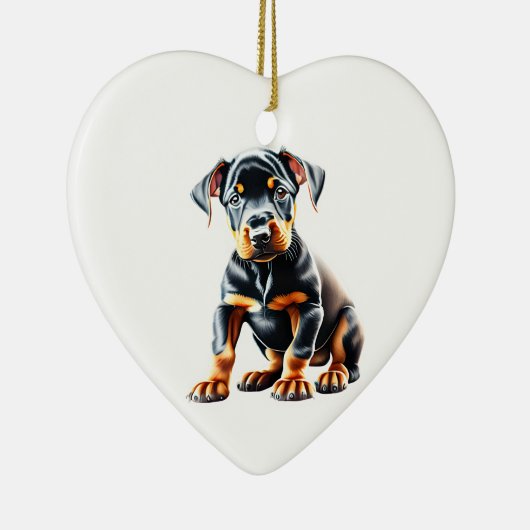 Persoonlijke Dobermann Pinscher Puppy Keramisch Ornament (Rechts)