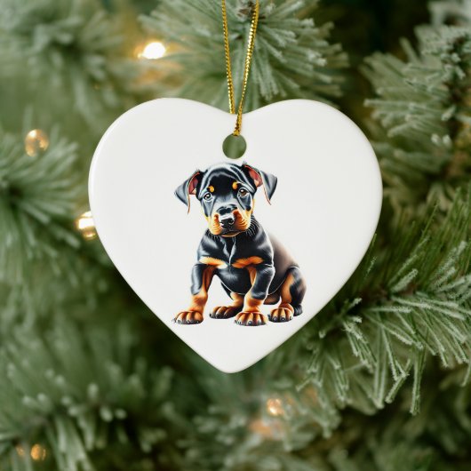 Persoonlijke Dobermann Pinscher Puppy Keramisch Ornament (Boom)