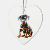 Persoonlijke Dobermann Pinscher Puppy Keramisch Ornament (Links)