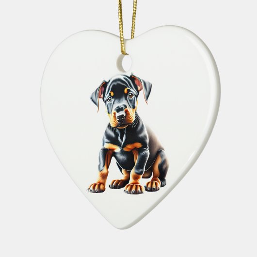 Persoonlijke Dobermann Pinscher Puppy Keramisch Ornament (Links)