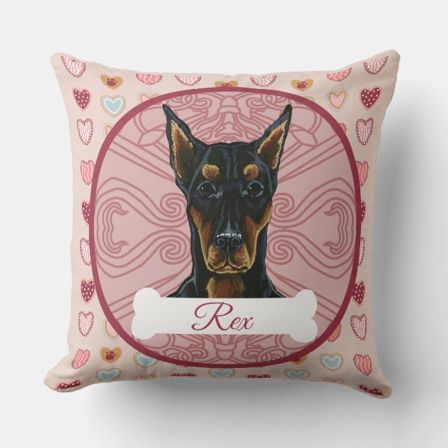 Persoonlijke Dobermann Valentijnskussen Kussen (Voorkant)