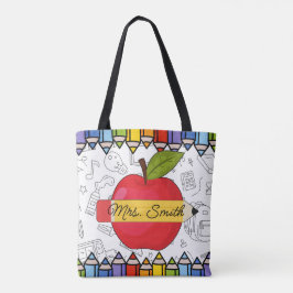 Persoonlijke Docent Apple Grote Hart Boodschappent Tote Bag