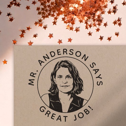 Persoonlijke docentenstempel met aangepaste fotost rubberstempel