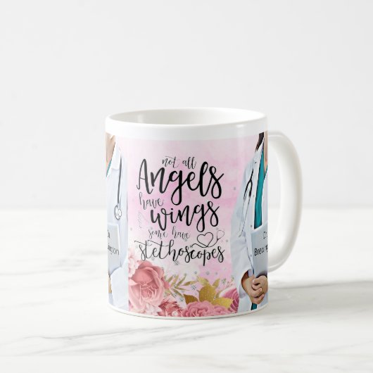 Persoonlijke Doctor verpleegster Floral Angel Quot Koffiemok (Voorkant rechts)