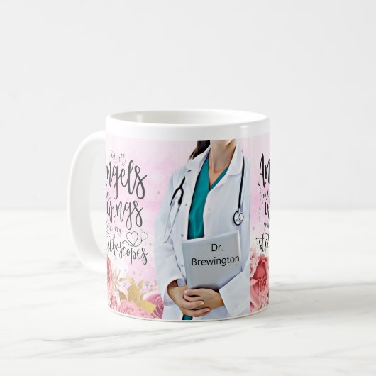 Persoonlijke Doctor verpleegster Floral Angel Quot Koffiemok (Voorkant links)