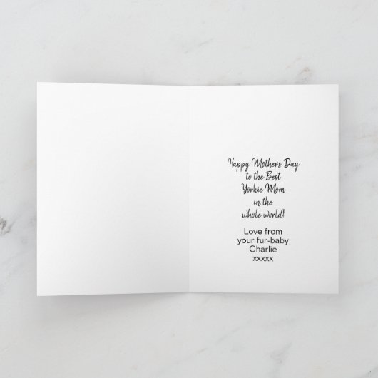 Persoonlijke Dog Ma Yorkshire Terrier Moederdag Feestdagen Kaart (Binnen)