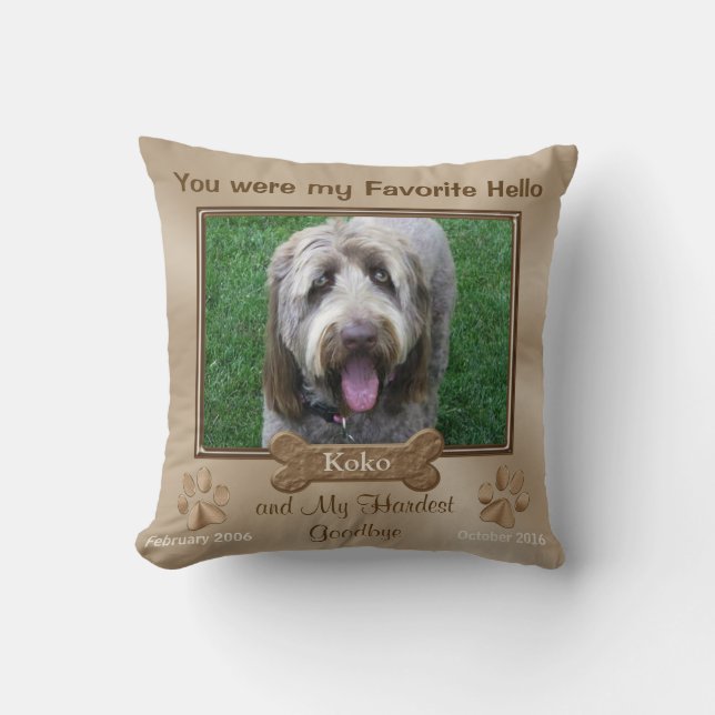 Persoonlijke Dog Memorial Pillow PHOTO en TEKST Kussen (Voorkant)