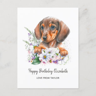 Persoonlijke Dog Mom Dachshund Bloemen Verjaardag Briefkaart