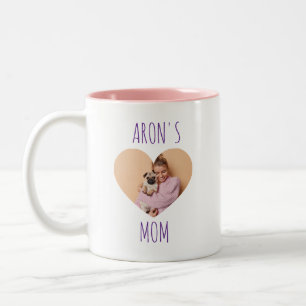 Persoonlijke 'Dog Mom'-mok met foto Op maat gema Tweekleurige Koffiemok