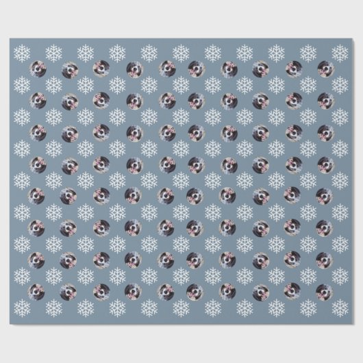 Persoonlijke Dog Pet Foto Snowflake Holiday Cadeaupapier (Vlak)