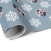 Persoonlijke Dog Pet Foto Snowflake Holiday Cadeaupapier (Rol Hoek)