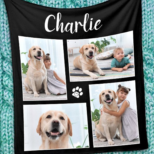 Persoonlijke Dog Pet Lover 4 Foto Collage Fleece Deken