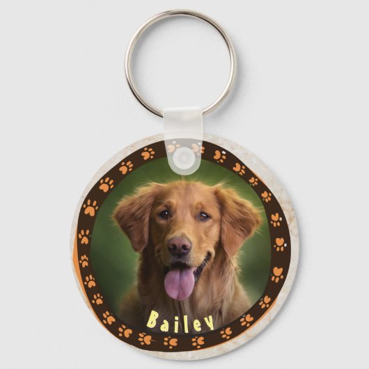 Persoonlijke Dog Photo Pet Cute Gepersonaliseerd G Sleutelhanger (Voorkant)