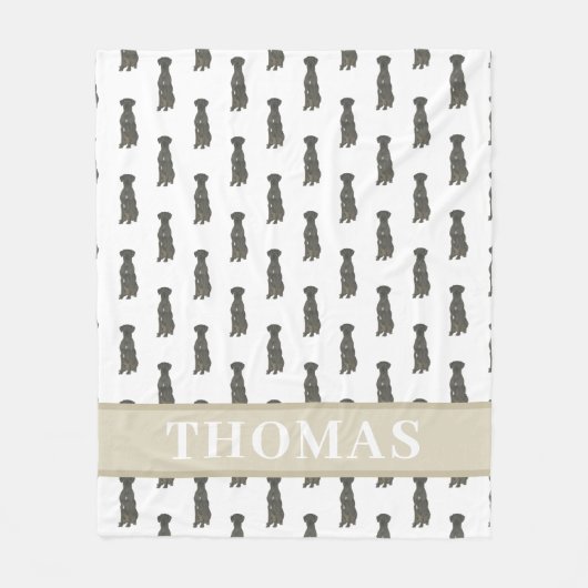 Persoonlijke Dog (Zwart) Fleece Deken (Voorkant)