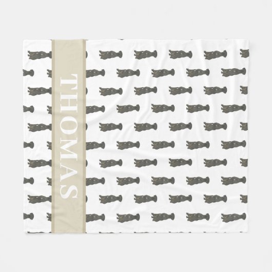 Persoonlijke Dog (Zwart) Fleece Deken (Voorkant (Horizontaal))