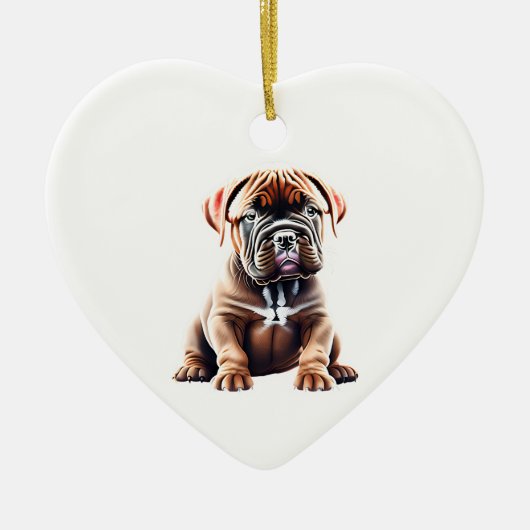Persoonlijke Dogue de Bordeaux Puppy Keramisch Ornament (Voorkant)