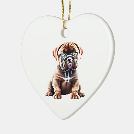 Persoonlijke Dogue de Bordeaux Puppy Keramisch Ornament (Links)