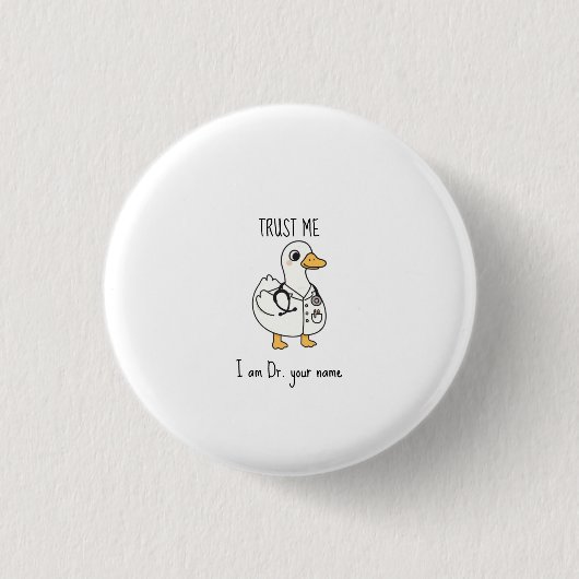 Persoonlijke Dokter Eend Ronde Button 3,2 Cm (Voorkant)
