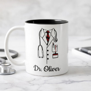 Persoonlijke Dokter – Medische Jas & Stethoscoop Tweekleurige Koffiemok
