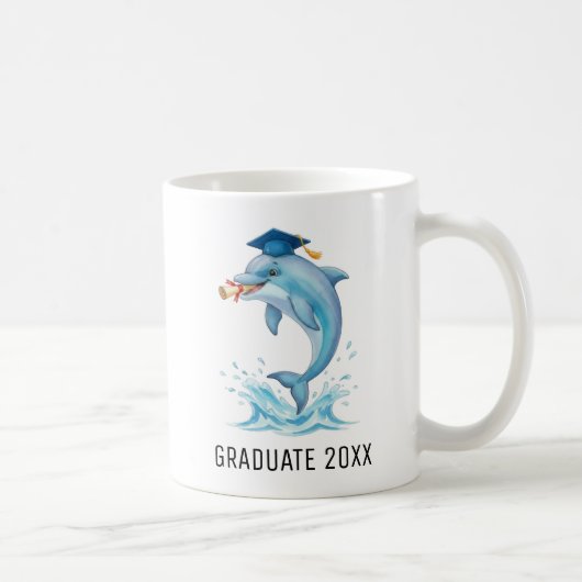 Persoonlijke dolfijn afstudeercadeau koffiemok (Rechts)