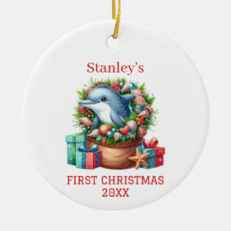 Persoonlijke Dolfijn Kerstmis Keramisch Ornament