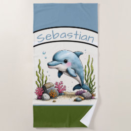 Persoonlijke Dolfijn Strandhanddoek voor Kinderen Strandlaken