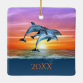 Persoonlijke dolfijnen die met de Middellandse Zee Keramisch Ornament (Achterkant)