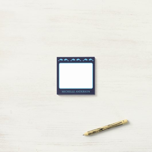 Persoonlijke dolfijnen Post-it-notities met naam Post-it® Notes (Op bureau)