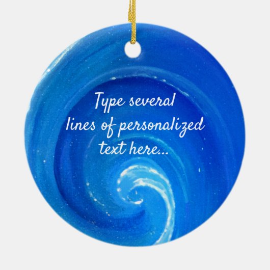 Persoonlijke Dolphin-siernamen | Blauwe oceaangolv Keramisch Ornament (Achterkant)