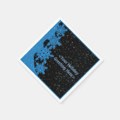 Persoonlijke donkerblauwe kerst-sneeuwvlok servett servetten (Hoek)