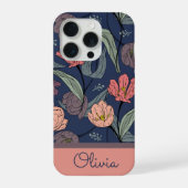 Persoonlijke donkere bloemige tulp patroon telefoo iPhone hoesje (Achterkant)