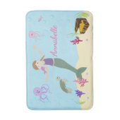 Persoonlijke Donkere Blonde Mermaid en Ocean Frien Badmat (Voorkant Verticaal)