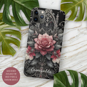 Persoonlijke Donkere Gotische Roos Bloemrijke Vict Case-Mate iPhone Case