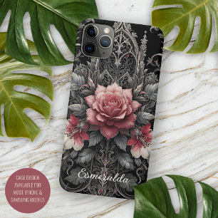 Persoonlijke Donkere Gotische Roos Bloemrijke Vict iPhone 16 Pro Max Hoesje