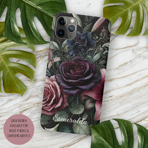 Persoonlijke Donkere Gotische Rozen Florale Victor Case-Mate iPhone Case