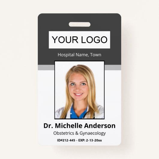 Persoonlijke donkergrijze fotoidentiteit badge (Voorkant)