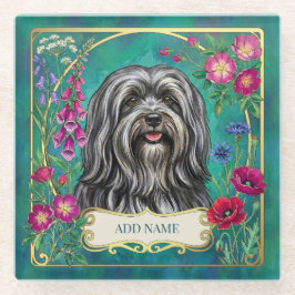 Persoonlijke donkergrijze Lhasa Apso glazen onderz Onderzetter