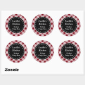 Persoonlijke donkerrode geruite stickers (Vel)