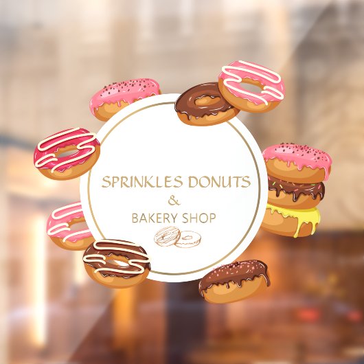 Persoonlijke donut- en bakkerijwinkel raamsticker (Vel 2)