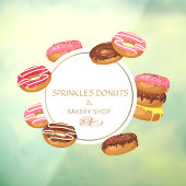 Persoonlijke donut- en bakkerijwinkel raamsticker (Vel 3)